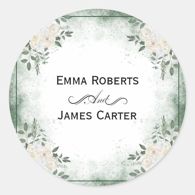 Eukalyptus Greenery Round Sticker (Vorderseite)