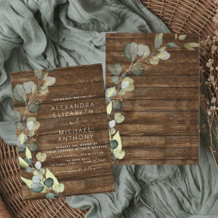 Eukalyptus Greenery Rustic Country Wedding Einladung