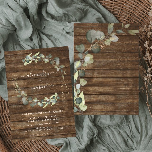 Eukalyptus Greenery Rustic Country Wood Wedding Einladung (Von Creator hochgeladen)