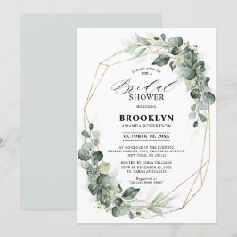 Eukalyptus Greenery Rustic Geometric Brautparty Einladung