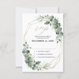 Eukalyptus Greenery Rustic Geometric Wedding RSVP Karte