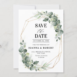 Eukalyptus Greenery Rustic Geometric Wedding Save The Date