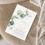 Eukalyptus Greenery Script Brautparty Gold Folieneinladung<br><div class="desc">Eukalyptus Greenery Verlasse Script Brautparty Gold Foil Einladung können Sie leicht anpassen,  indem Sie auf die Schaltfläche "Personalisieren" klicken.</div>