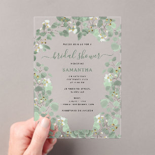 Eukalyptus Greenery Silver Dollar Brautparty Acryleinladungen