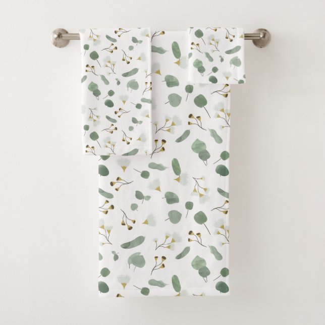 Eukalyptus Greenery Silver Dollar Gum Blüten Badhandtuch Set (Insitu)