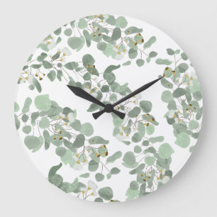 Eukalyptus Greenery Silver Dollar Gum Blüten Große Wanduhr