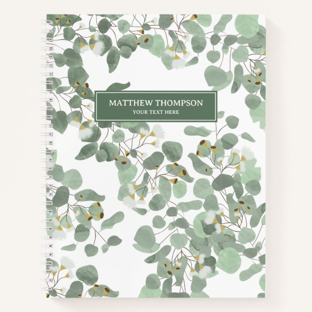 Eukalyptus Greenery Silver Dollar Gum Blüten Notizbuch (Vorderseite)