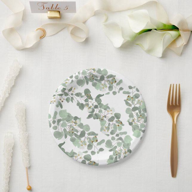 Eukalyptus Greenery Silver Dollar Gum Blüten Pappteller (Hochzeit)