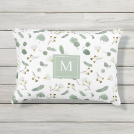Eukalyptus Greenery Silver Dollar Mit Monogramm Kissen Für Draußen