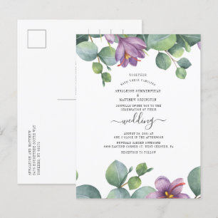 Eukalyptus Greenery Succulent Watercolor Wedding Einladungspostkarte