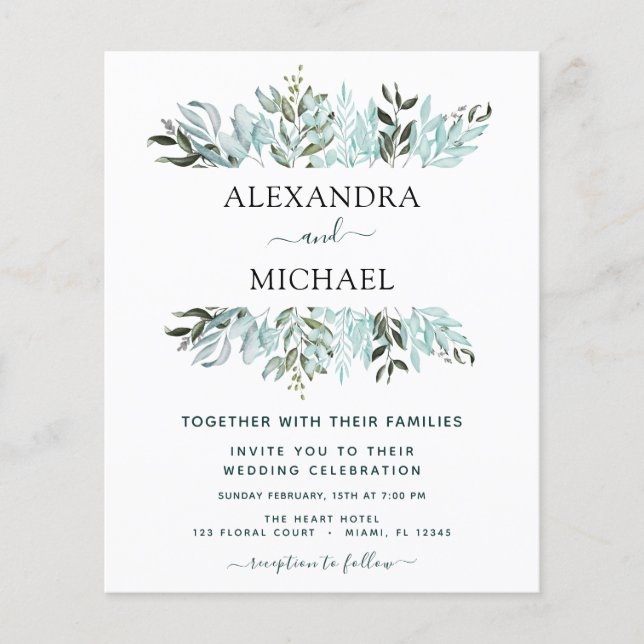 Eukalyptus Greenery Succulent Wedding Flyer (Vorne)