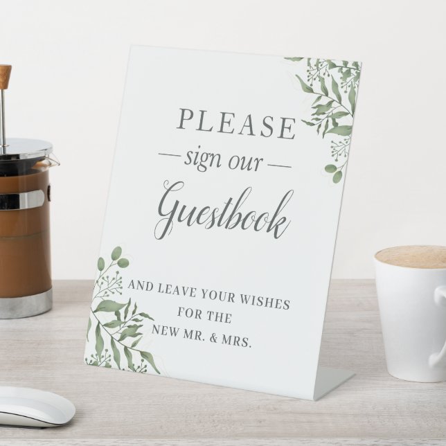 Eukalyptus Greenery Succulent Wedding Gästebuch Sockelschild (In SItu)