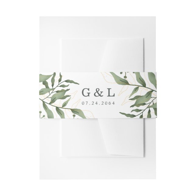 Eukalyptus Greenery Sukkulente Einladung Einladungsbanderole (Vorderseite Beispiel)