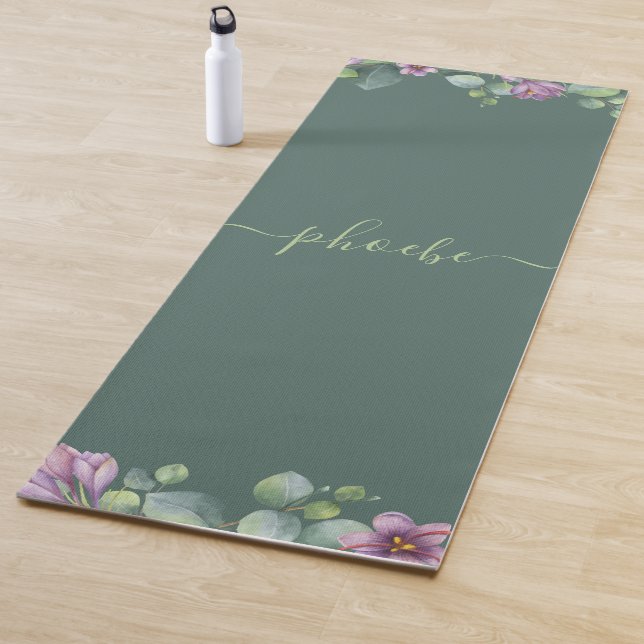 Eukalyptus Greenery Sukkulente Lila grüne Blume Yogamatte (Beispiel)