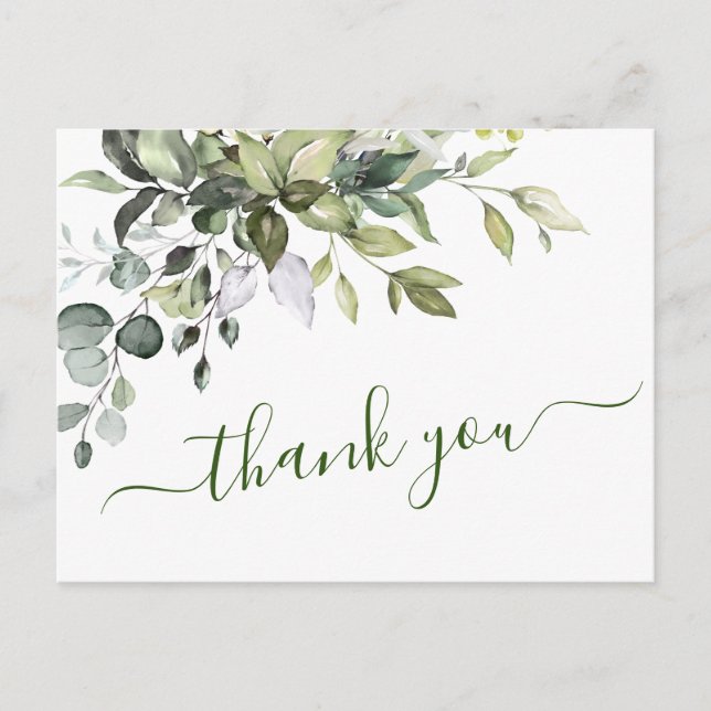 Eukalyptus Greenery Watercolor - Danke für Ihre Ho Postkarte (Vorderseite)