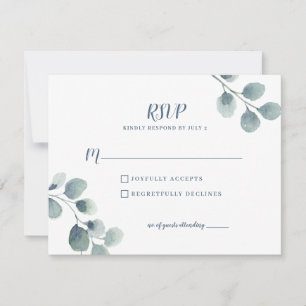 Eukalyptus Greenery Watercolor Foliage Dusty Blue RSVP Karte