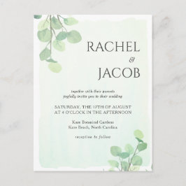Eukalyptus Greenery Watercolor Hochzeit Einladung Postkarte