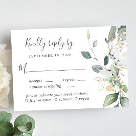 Eukalyptus Greenery Watercolor Meal Option Wedding RSVP Karte