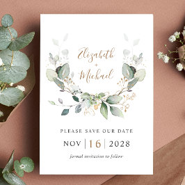 Eukalyptus Greenery Watercolor QR Code Wedding Save The Date