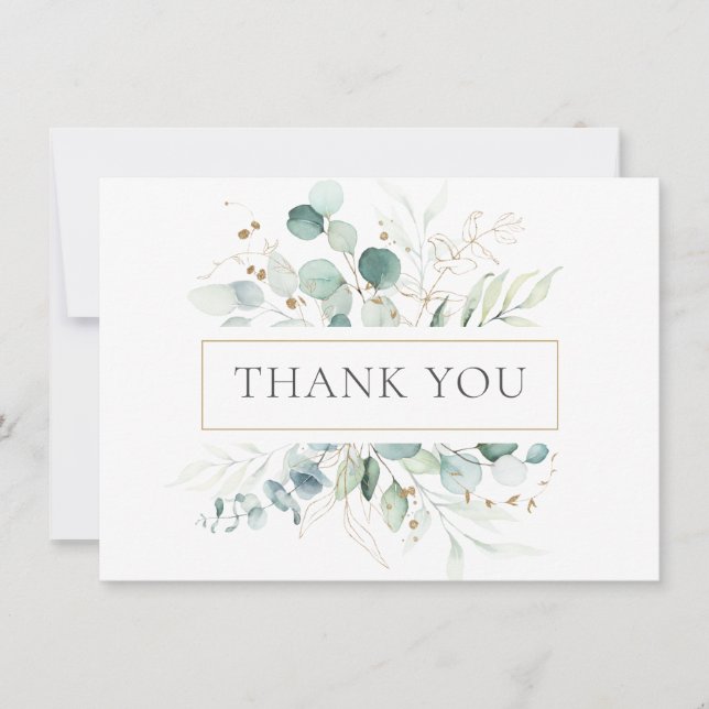 Eukalyptus Greenery Watercolor - Vielen Dank (Vorderseite)