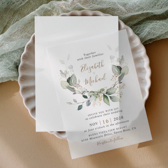 Eukalyptus Greenery Watercolor Wedding (Elevate your wedding invitations with the timeless beauty of vellum overlays)