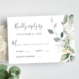 Eukalyptus Greenery Watercolor Wedding RSVP Karte