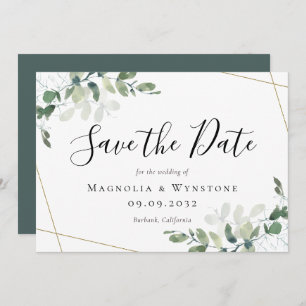 Eukalyptus Greenery Watercolor Wedding Save The Date