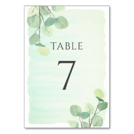 Eukalyptus Greenery Watercolor Wedding Tischnummer