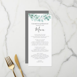 Eukalyptus Greenery Watercolor Wreath Wedding Menükarte