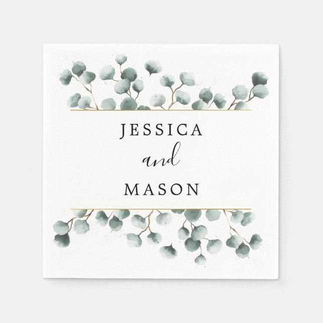 Eukalyptus Greenery Wedding Cocktail Napkin Serviette (Vorderseite)