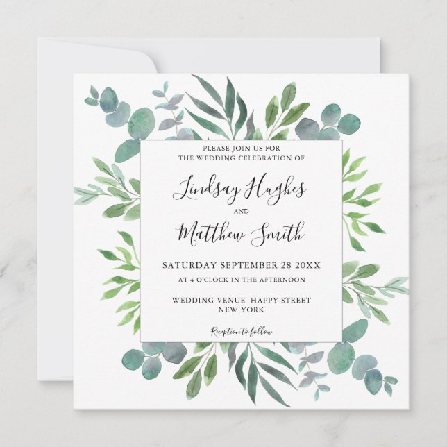 Eukalyptus Greenery Wedding Einladung (Vorderseite)