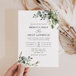 Eukalyptus Greenery Wedding Einladung<br><div class="desc">Diese elegante Kollektion bietet gemischte Aquarellfarben-Blätter,  gepaart mit einem klassischen Serif & feinen Sans-Schriftart in Schwarz,  mit einem Monogramm auf der Rückseite. Matching-Elemente verfügbar.</div>