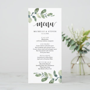 Eukalyptus Greenery Wedding Elopement Dinner Menu Menükarte