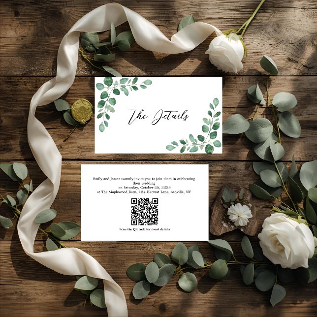 Eukalyptus Greenery Wedding Enclosure Card mit QR Begleitkarte (Von Creator hochgeladen)