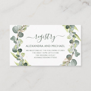 Eukalyptus Greenery Wedding Gift Registry Visitenkarte