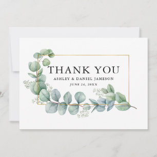 Eukalyptus Greenery Wedding Gold Frame Dankeskarte