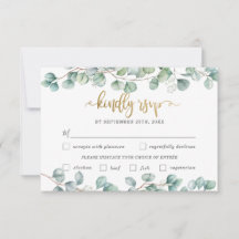 Eukalyptus Greenery Wedding Meal Choice RSVP Card