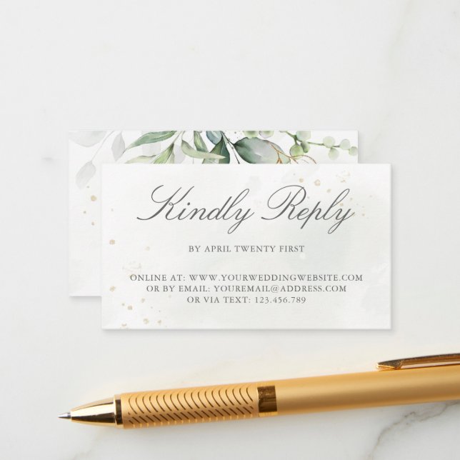 Eukalyptus Greenery Wedding Online UAWG Begleitkarte (Vorderseite/Rückseite Beispiel)