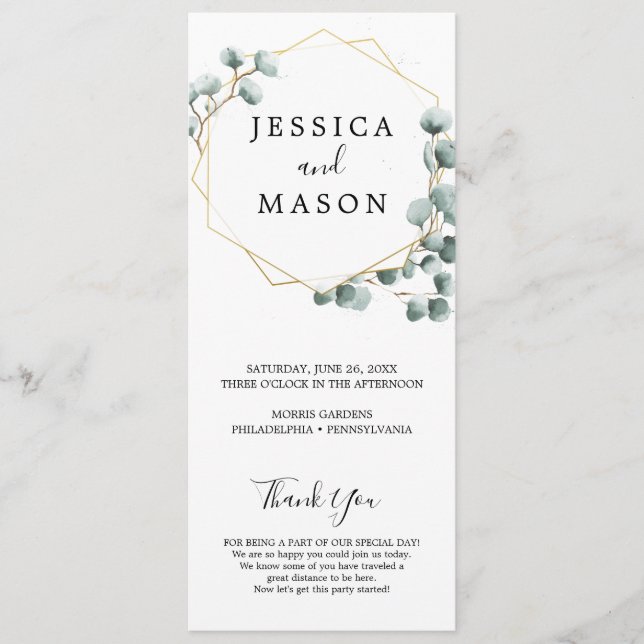 Eukalyptus Greenery Wedding Program Programm (Vorderseite)