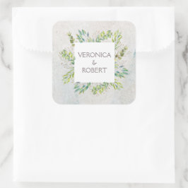 Eukalyptus Greenery Wedding Quadratischer Aufkleber
