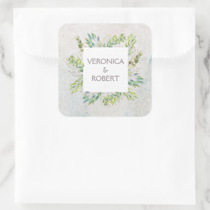 Eukalyptus Greenery Wedding Quadratischer Aufkleber