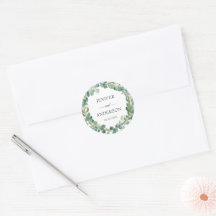 Eukalyptus Greenery Wedding Round Sticker