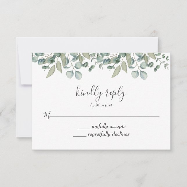 Eukalyptus Greenery Wedding RSVP (Vorderseite)