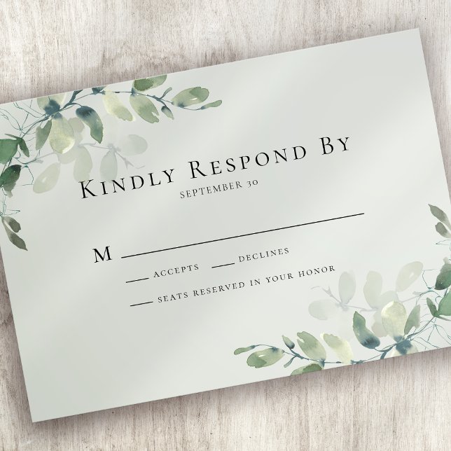 Eukalyptus Greenery Wedding RSVP Card Mitteilungskarte (Von Creator hochgeladen)
