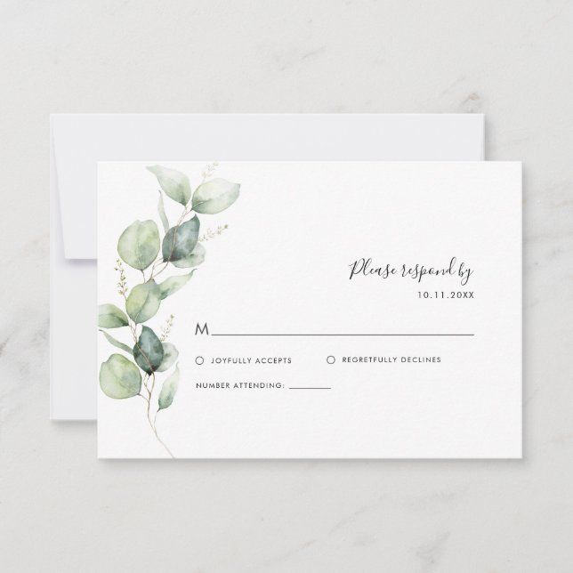 Eukalyptus Greenery Wedding RSVP Karte (Vorderseite)
