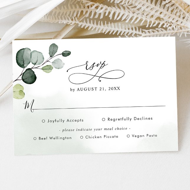 Eukalyptus Greenery Wedding Rsvp mit Optionen zum  (Von Creator hochgeladen)