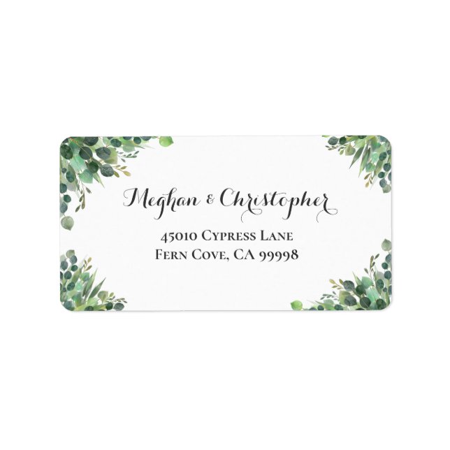 Eukalyptus Greenery Wedding RSVP Rücksendeadresse Adressaufkleber (Vorne)