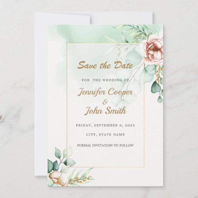 Eukalyptus Greenery Wedding Save the Date (Vorderseite)