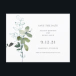 Eukalyptus Greenery Wedding Save the Date Ankündigungspostkarte<br><div class="desc">Dieses schicke Eukalyptus-Grün ist perfekt für Ihre besondere Ankündigung! Und das Postkartenformat macht es so einfach!</div>