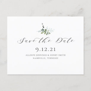 Eukalyptus Greenery Wedding Save the Date Ankündigungspostkarte